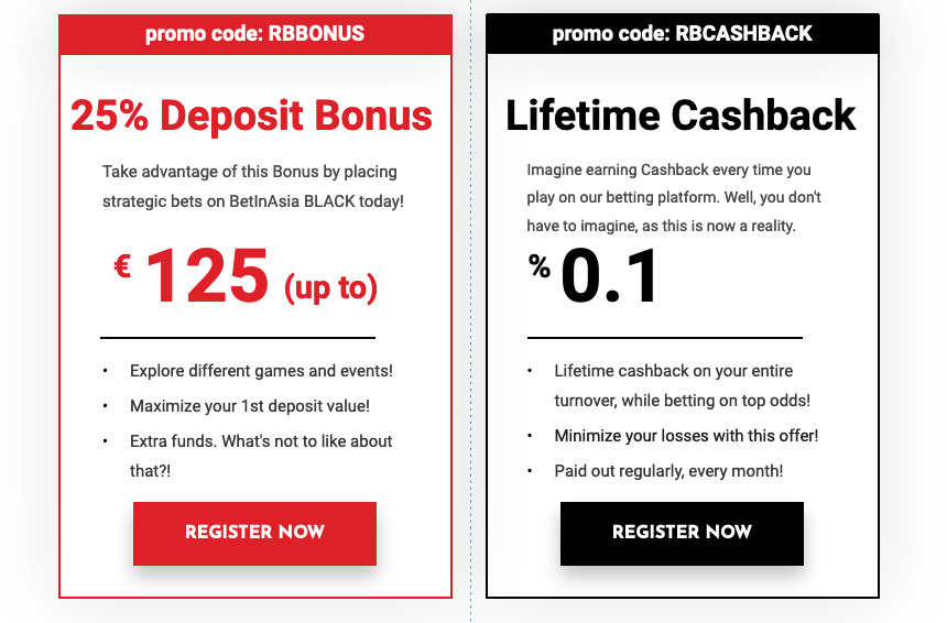 BetInAsia welcome offers