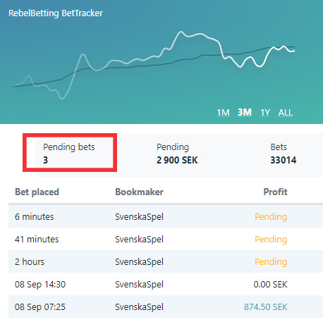 Pending bets